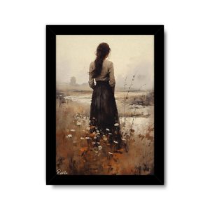 تابلو تکی نقاشی دختری در مزرعه کد 3563