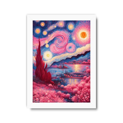 تابلو تکی راویتا طرح ون گوک صورتی - Pink Van Gogh کد 3670