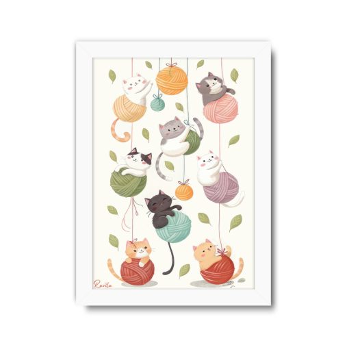 تابلو تکی راویتا طرح گربه ها و کاموا - Cats and Yarn کد 3675