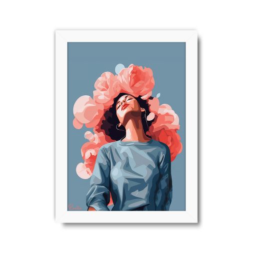 تابلو تکی راویتا طرح دختر و گل - Girl an Flower کد 3708
