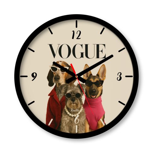 ساعت دیواری بزرگ راویتا طرح سگ های مدل - Fashion Dogs کد 3681