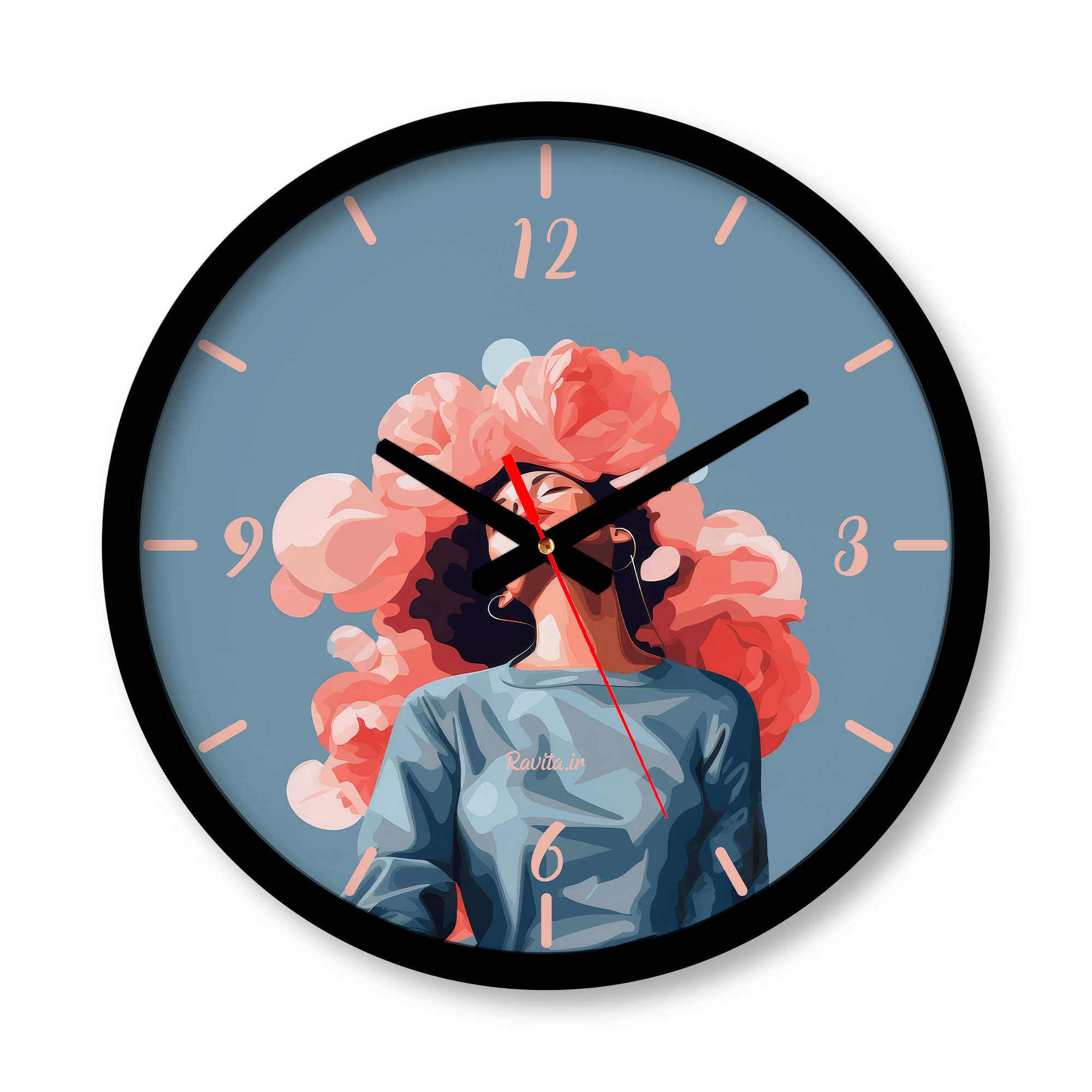 ساعت دیواری بزرگ راویتا طرح دختر و گل - Girl an Flower کد 3708 ساعت دیواری بزرگ راویتا طرح دختر و گل - Girl an Flower کد 3708