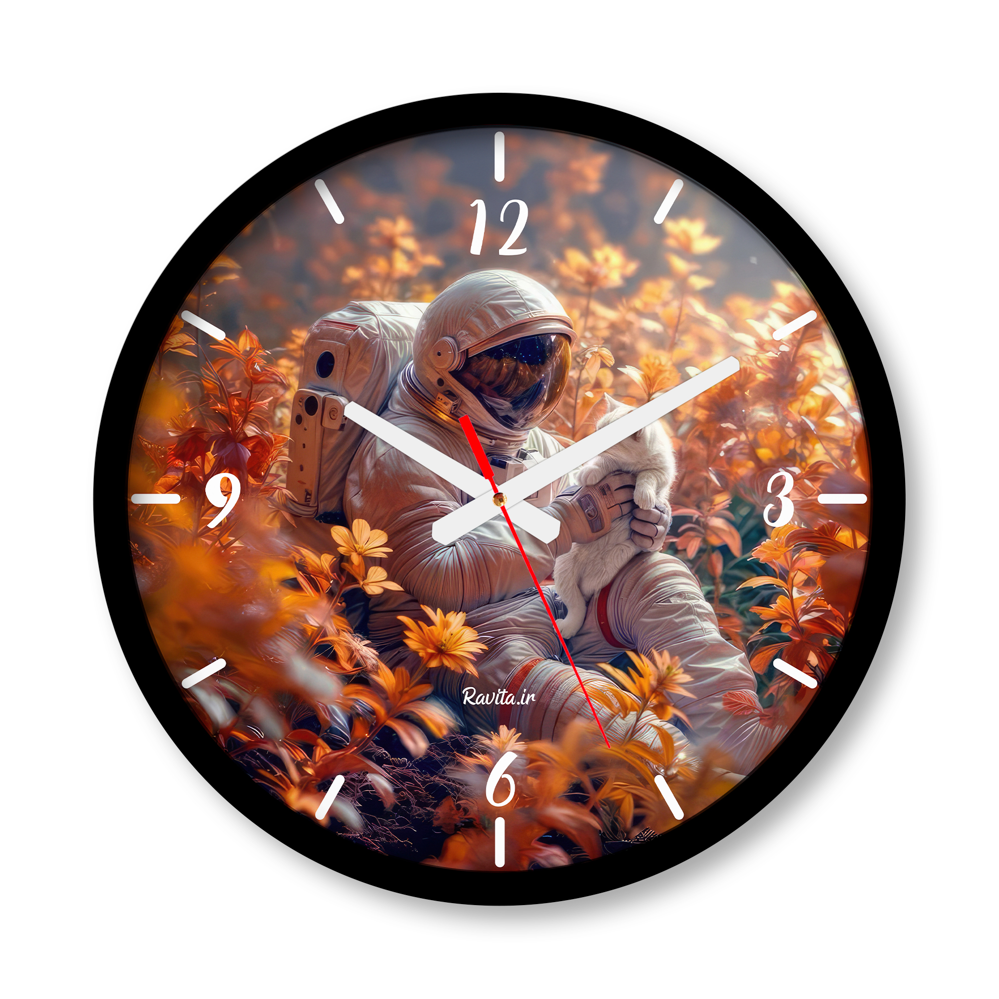 ساعت دیواری بزرگ راویتا طرح گربه و فضانورد - Cat and Astronaut کد 3711 ساعت دیواری بزرگ راویتا طرح گربه و فضانورد - Cat and Astronaut کد 3711