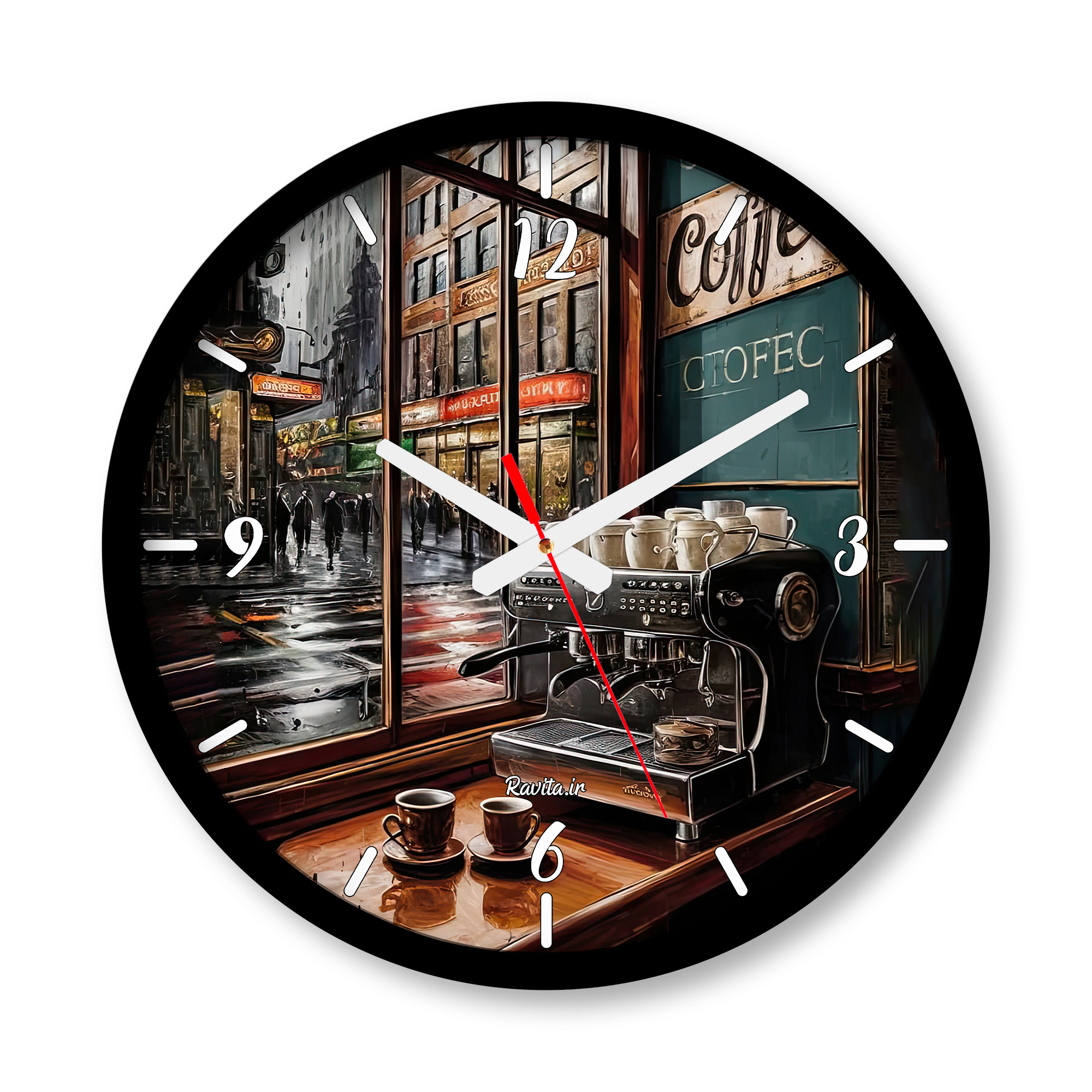ساعت دیواری بزرگ راویتا طرح کافی شاپ - Coffee Shop کد 3723 ساعت دیواری بزرگ راویتا طرح کافی شاپ - Coffee Shop کد 3723