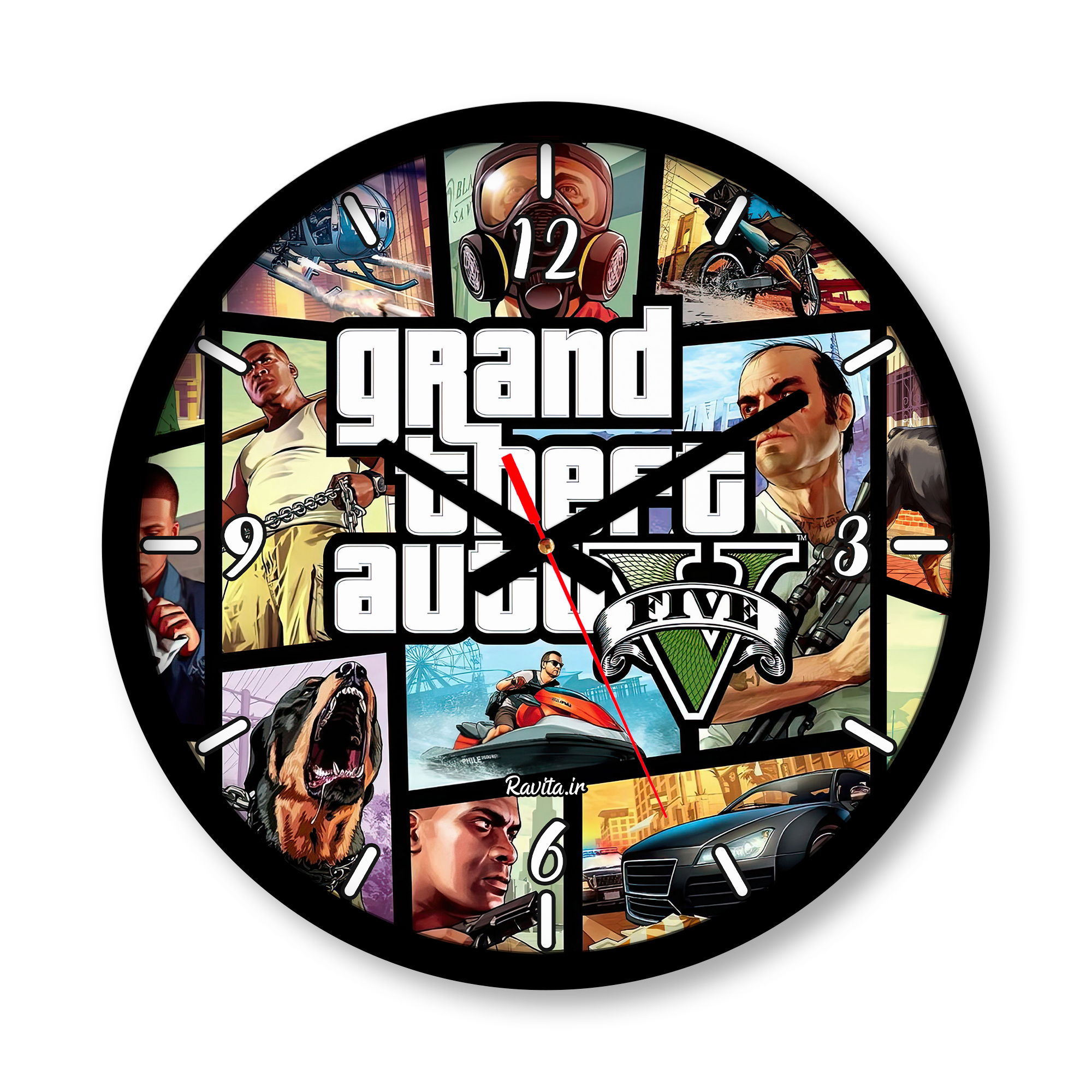 ساعت دیواری بزرگ راویتا طرح GTA V کد 3664 ساعت دیواری بزرگ راویتا طرح GTA V کد 3664