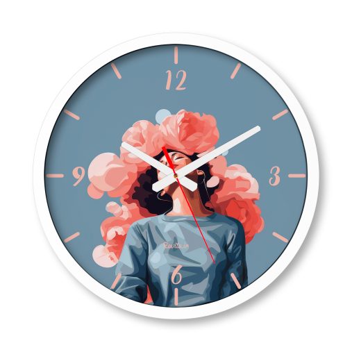 ساعت دیواری بزرگ راویتا طرح دختر و گل - Girl an Flower کد 3708