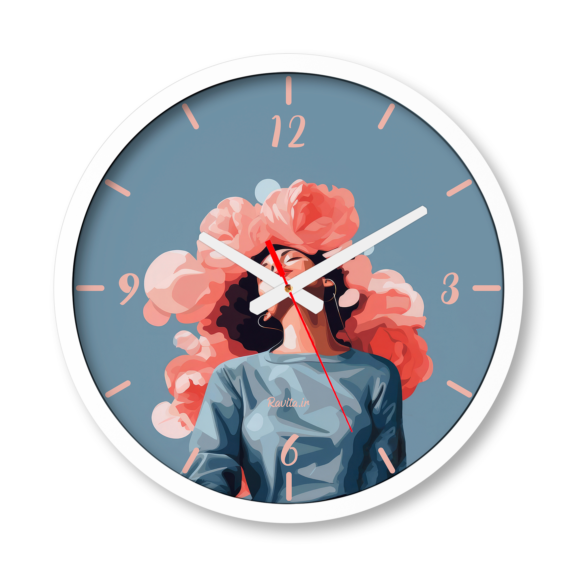 ساعت دیواری بزرگ راویتا طرح دختر و گل - Girl an Flower کد 3708 ساعت دیواری بزرگ راویتا طرح دختر و گل - Girl an Flower کد 3708
