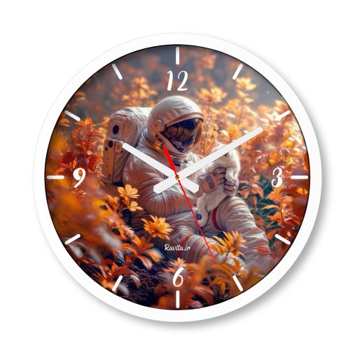 ساعت دیواری بزرگ راویتا طرح گربه و فضانورد - Cat and Astronaut کد 3711