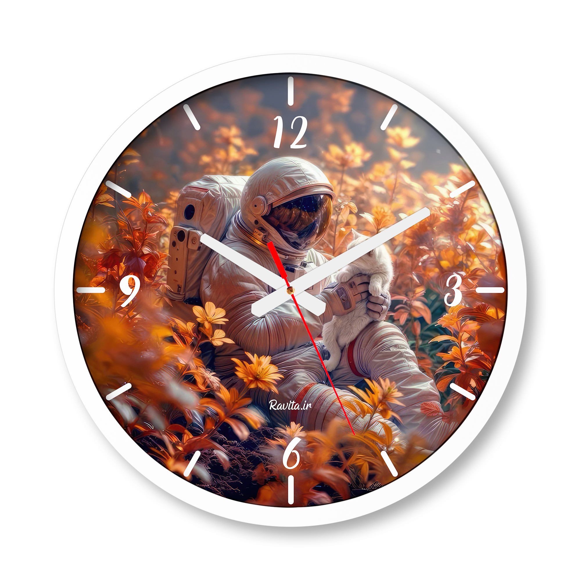 ساعت دیواری بزرگ راویتا طرح گربه و فضانورد - Cat and Astronaut کد 3711 ساعت دیواری بزرگ راویتا طرح گربه و فضانورد - Cat and Astronaut کد 3711