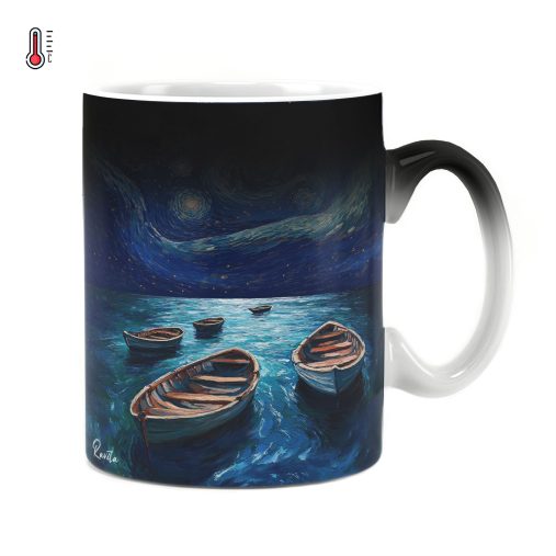 ماگ حرارتی راویتا طرح سبک ون گوک و قایق - Van Gogh's style and the boat کد 3671