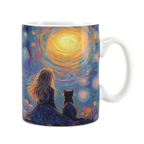 ماگ راویتا طرح دختر و گربه - Girl and Cat کد 3709