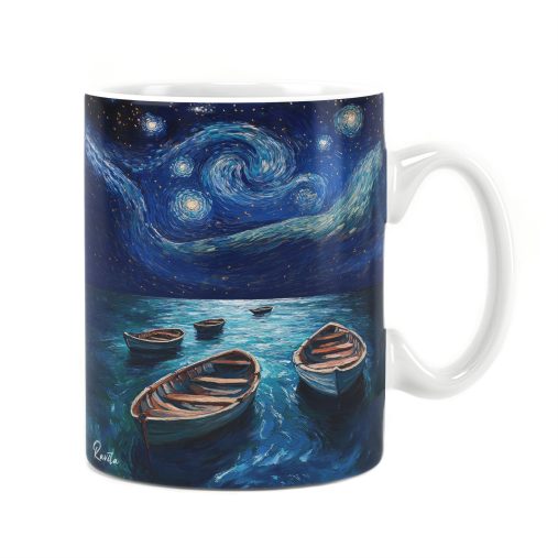 ماگ راویتا طرح سبک ون گوک و قایق - Van Gogh's style and the boat کد 3671