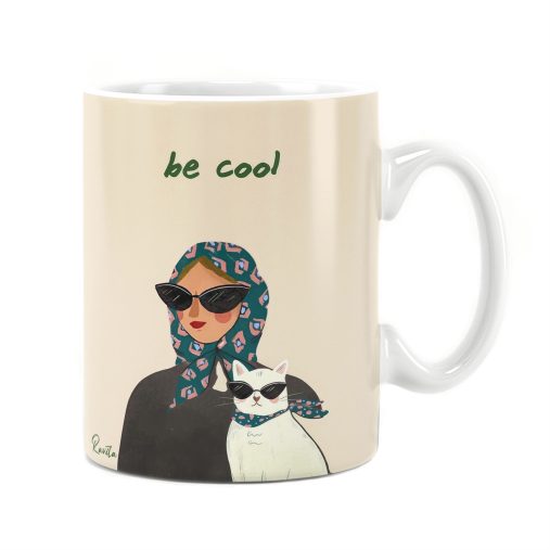 ماگ راویتا طرح دختر و گربه - be cool کد 3679