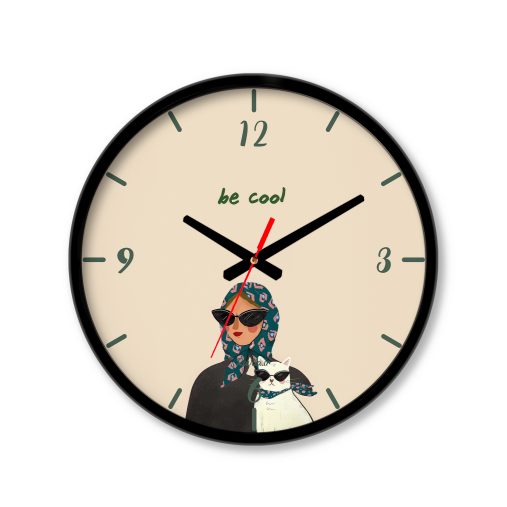 ساعت رومیزی دیواری راویتا طرح دختر و گربه - be cool کد 3679