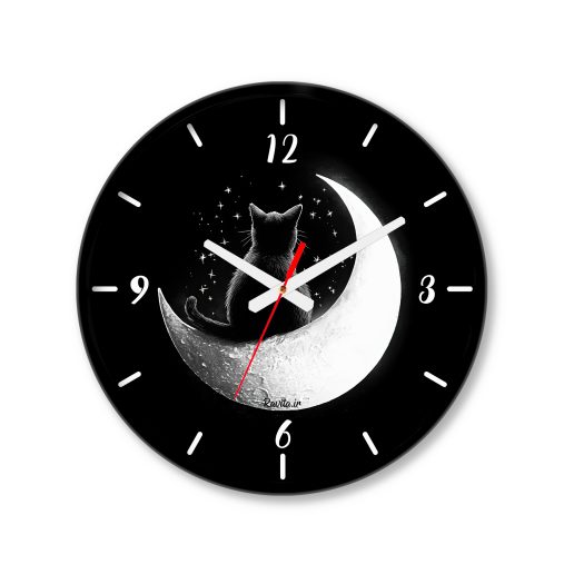 ساعت رومیزی دیواری راویتا طرح ماه و گربه کد 3632
