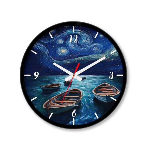 ساعت رومیزی دیواری راویتا طرح سبک ون گوک و قایق - Van Gogh's style and the boat کد 3671