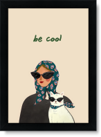 تابلو تکی راویتا طرح دختر و گربه – be cool کد 3679