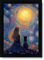 تابلو تکی راویتا طرح دختر و گربه – Girl and Cat کد 3709