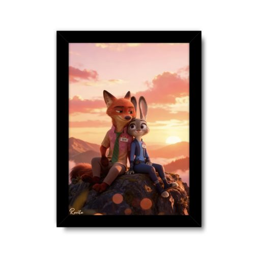 تابلو تکی راویتا طرح زوتوپیا عاشقانه دونفره - Zootopia کد 3758