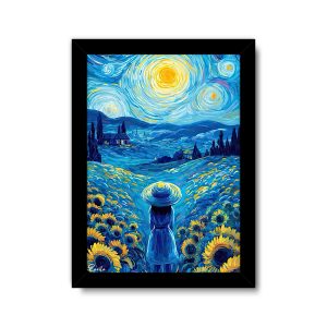ساعت دیواری بزرگ راویتا طرح دختری در مزرعه به سبک ون گوک - Van Gogh کد 3832