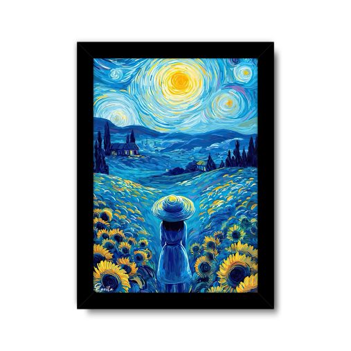 تابلو تکی راویتا طرح دختری در مزرعه به سبک ون گوک - Van Gogh کد 3832