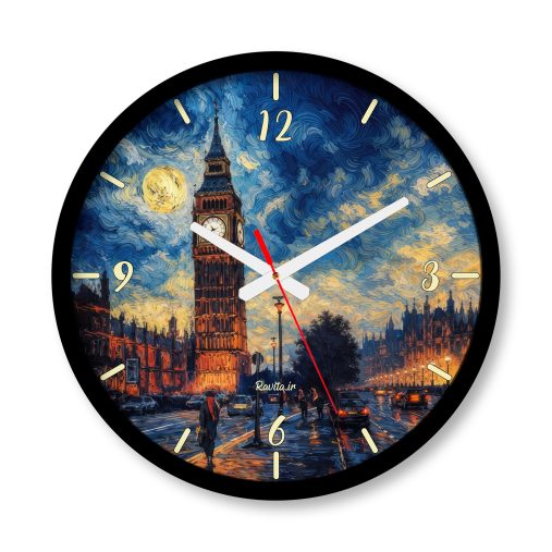 ساعت دیواری بزرگ راویتا طرح نقاشی سبک ون گوک – van gogh کد 3834