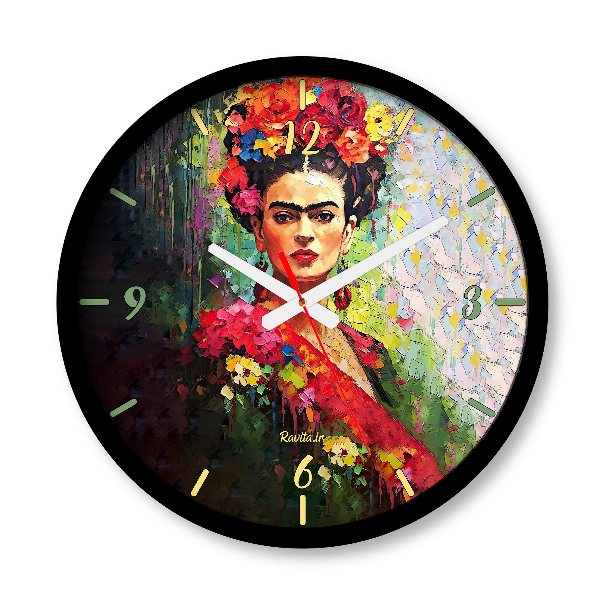 ساعت دیواری بزرگ راویتا طرح فریدا کالو - Frida Kahlo کد 3745 ساعت دیواری بزرگ راویتا طرح فریدا کالو - Frida Kahlo کد 3745