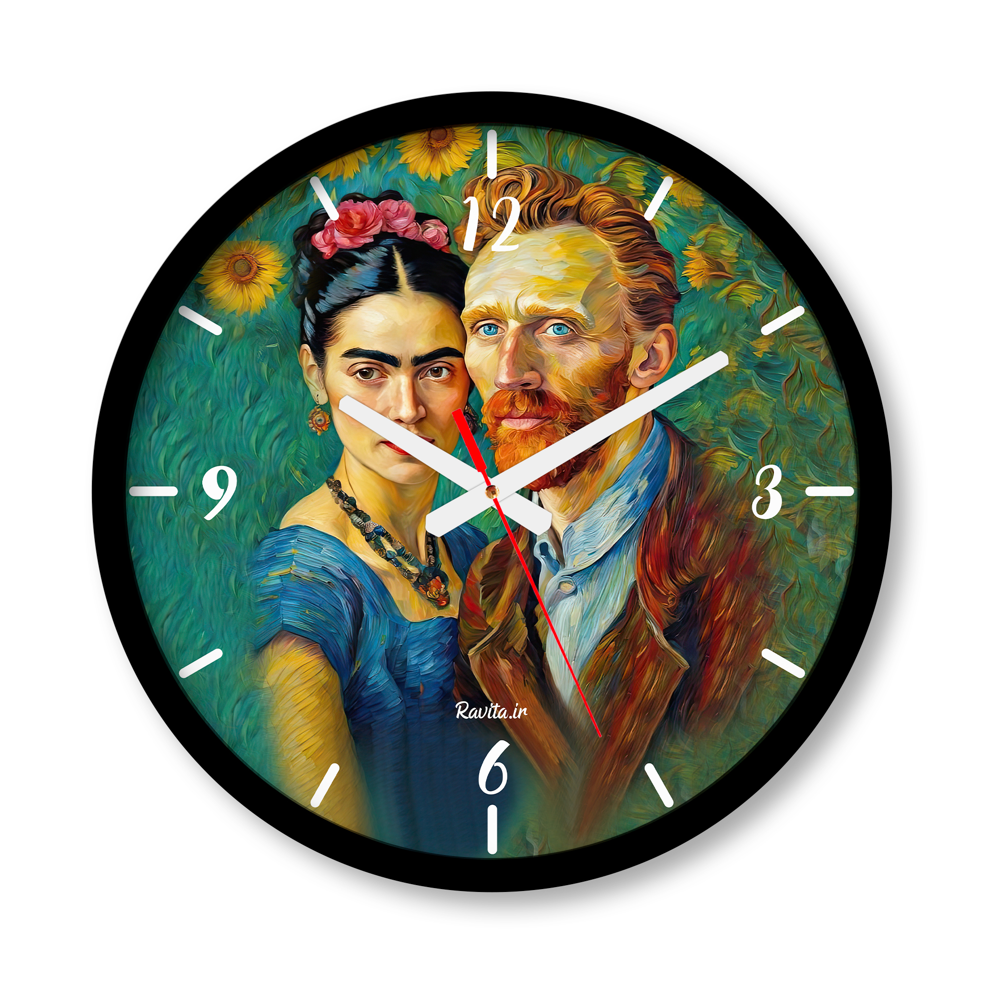 ساعت دیواری بزرگ راویتا طرح فریدا کالو - Frida Kahlo کد 3746 ساعت دیواری بزرگ راویتا طرح فریدا کالو - Frida Kahlo کد 3746