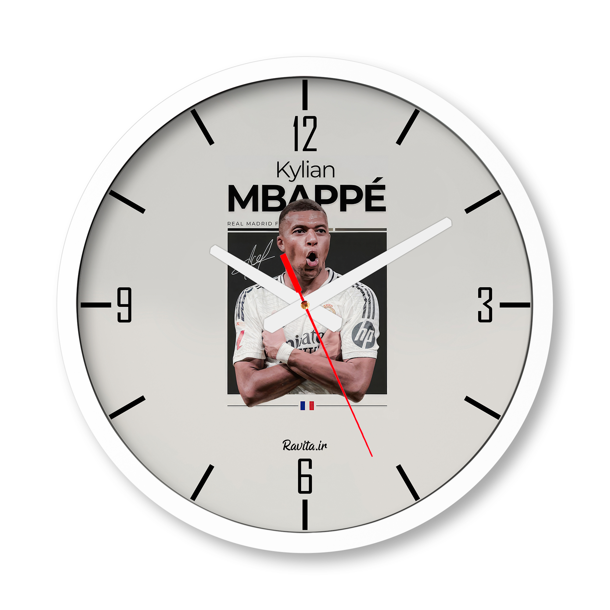 ساعت دیواری بزرگ راویتا طرح امباپه - Mbappe کد 3750 ساعت دیواری بزرگ راویتا طرح امباپه - Mbappe کد 3750