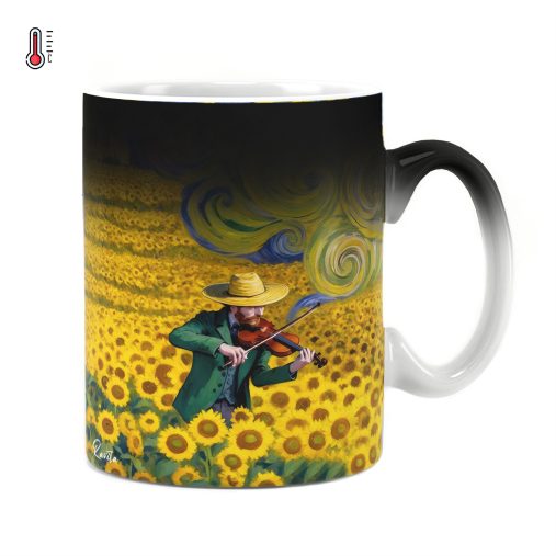 ماگ حرارتی راویتا طرح مزرعه آفتابگردان به سبک ون گوک - Van Gogh کد 3839