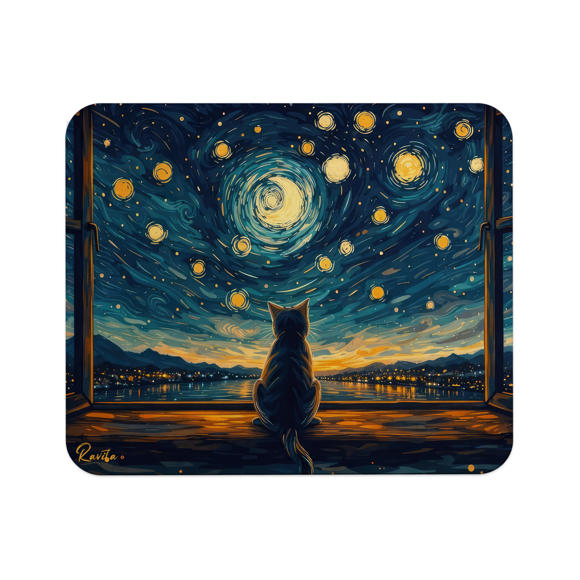 پدماوس راویتا طرح گربه به سبک ون گوک - Van Gogh کد 3836 پدماوس راویتا طرح گربه به سبک ون گوک - Van Gogh کد 3836