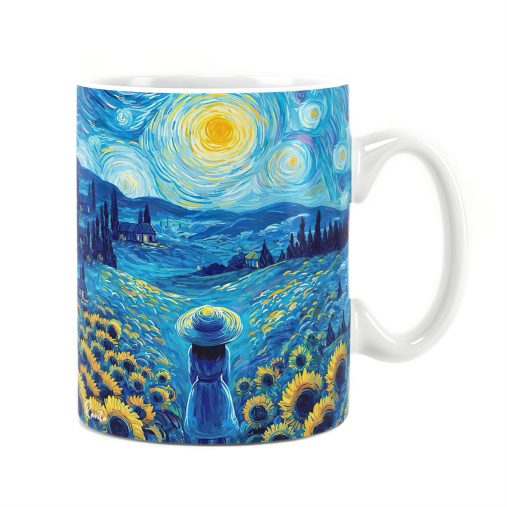 ماگ راویتا طرح دختری در مزرعه به سبک ون گوک - Van Gogh کد 3832