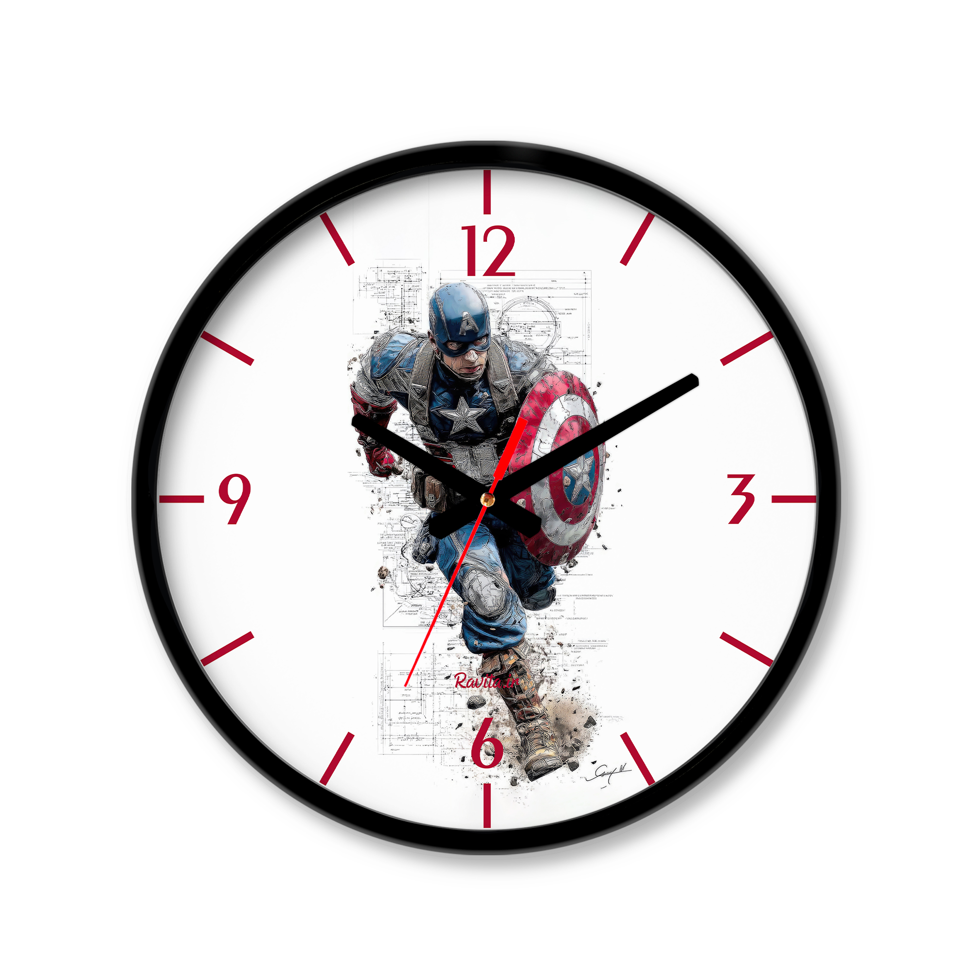 ساعت رومیزی دیواری راویتا طرح کاپیتان آمریکا - Captain America کد 3757 ساعت رومیزی دیواری راویتا طرح کاپیتان آمریکا - Captain America کد 3757