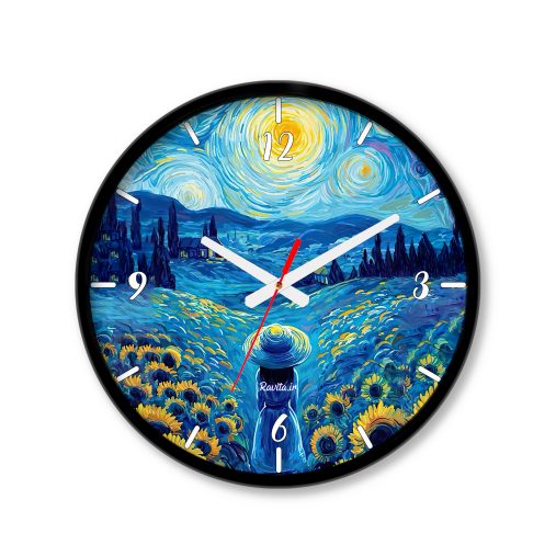 ساعت رومیزی دیواری راویتا طرح دختری در مزرعه به سبک ون گوک - Van Gogh کد 3832