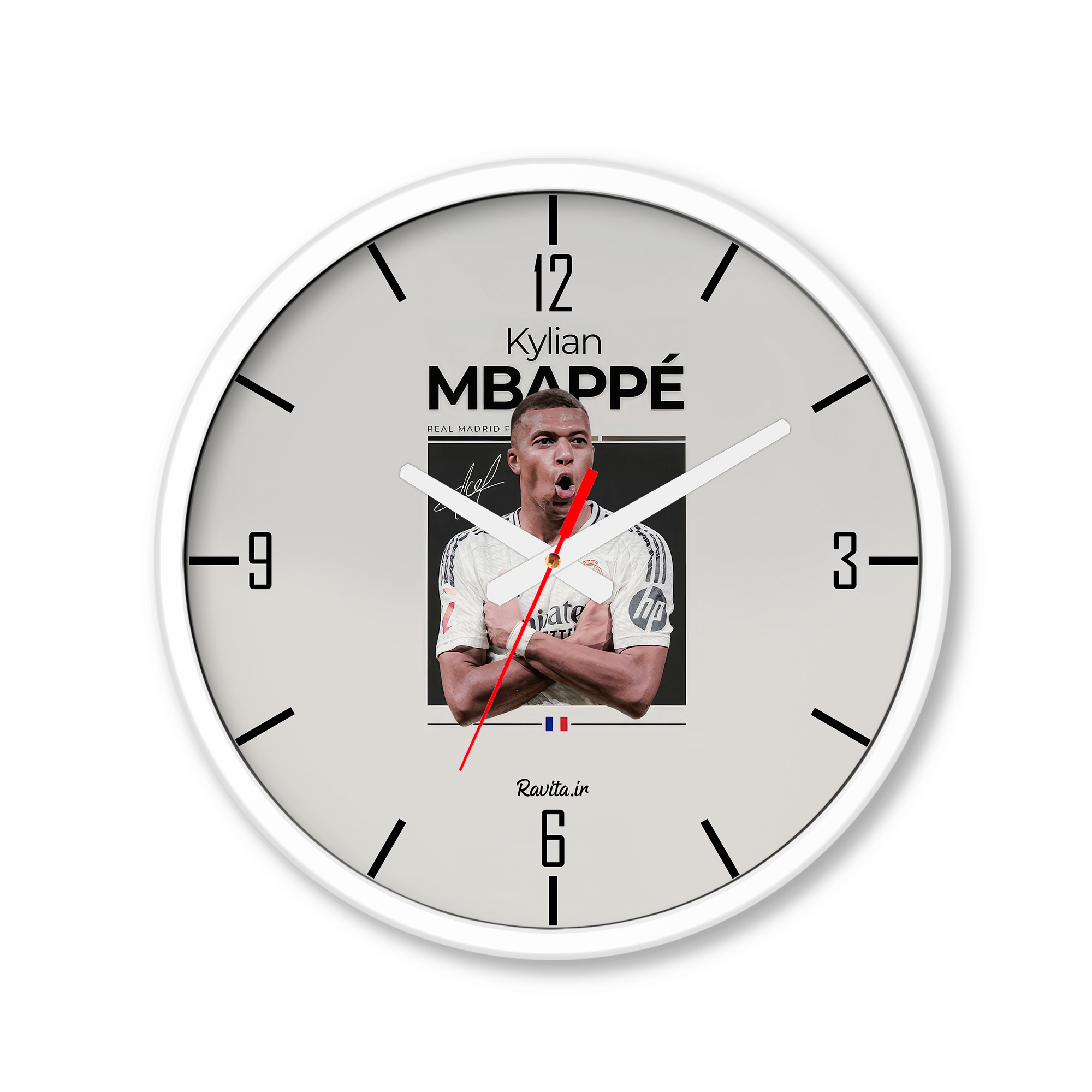ساعت رومیزی دیواری راویتا طرح امباپه - Mbappe کد 3750 ساعت رومیزی دیواری راویتا طرح امباپه - Mbappe کد 3750