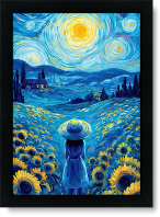 تابلو تکی راویتا طرح دختری در مزرعه به سبک ون گوک – Van Gogh کد 3832