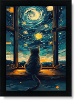 تابلو تکی راویتا طرح گربه به سبک ون گوک – Van Gogh کد 3836