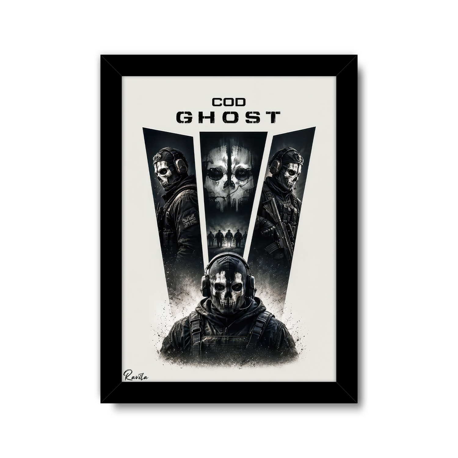 تابلو تکی راویتا طرح گوست کال اف دیوتی - Ghost Call of Duty کد 3924 تابلو تکی راویتا طرح گوست کال اف دیوتی - Ghost Call of Duty کد 3924