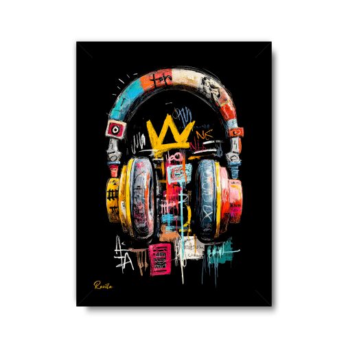 تابلو تکی راویتا طرح هدفون گرافیتی رنگی - Colorful Graffiti Headphones کد 3939