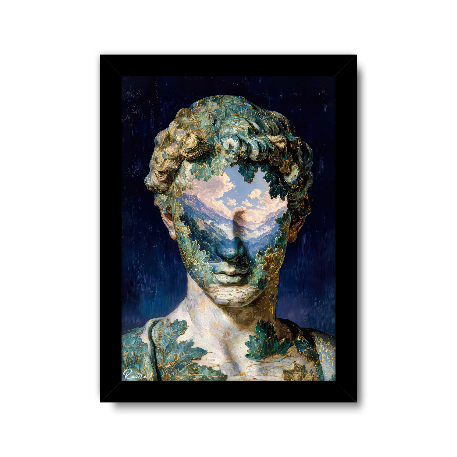 تابلو تکی راویتا طرح چهره کلاسیک با منظره کوهستان - Classical Portrait with Mountain Landscape کد 3946 تابلو تکی راویتا طرح چهره کلاسیک با منظره کوهستان - Classical Portrait with Mountain Landscape کد 3946