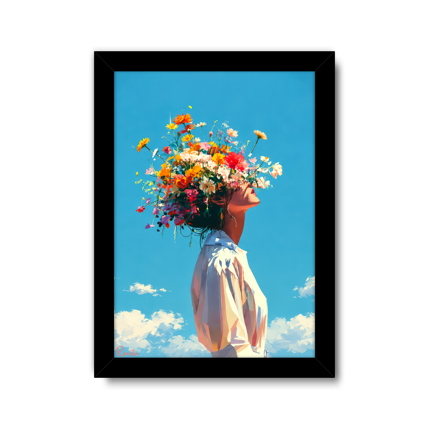تابلو تکی راویتا طرح دختر با تاج گلهای رنگارنگ - Girl with a Colorful Flower Crown کد 3947 تابلو تکی راویتا طرح دختر با تاج گلهای رنگارنگ - Girl with a Colorful Flower Crown کد 3947
