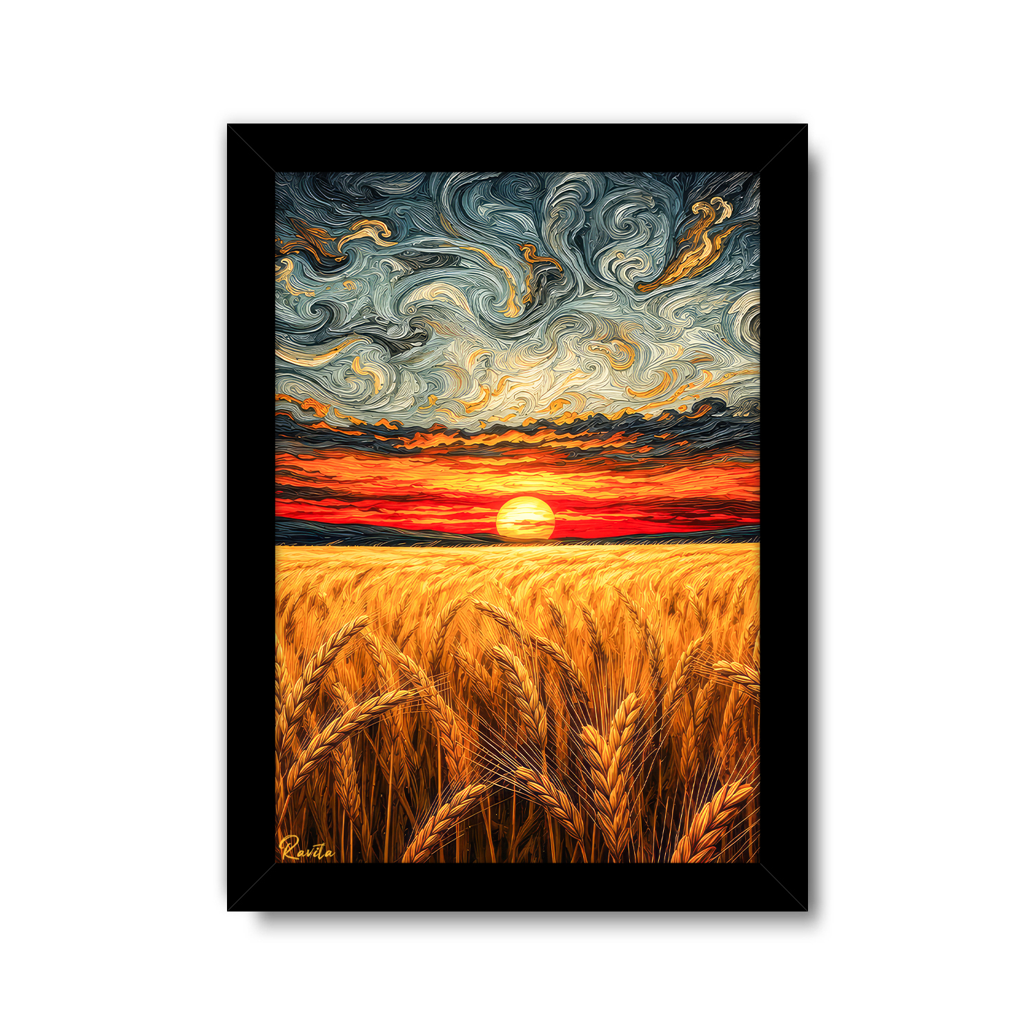 تابلو تکی راویتا طرح غروب طلایی در گندمزار- Golden Sunset Over the Wheat Field کد 3949 تابلو تکی راویتا طرح غروب طلایی در گندمزار- Golden Sunset Over the Wheat Field کد 3949
