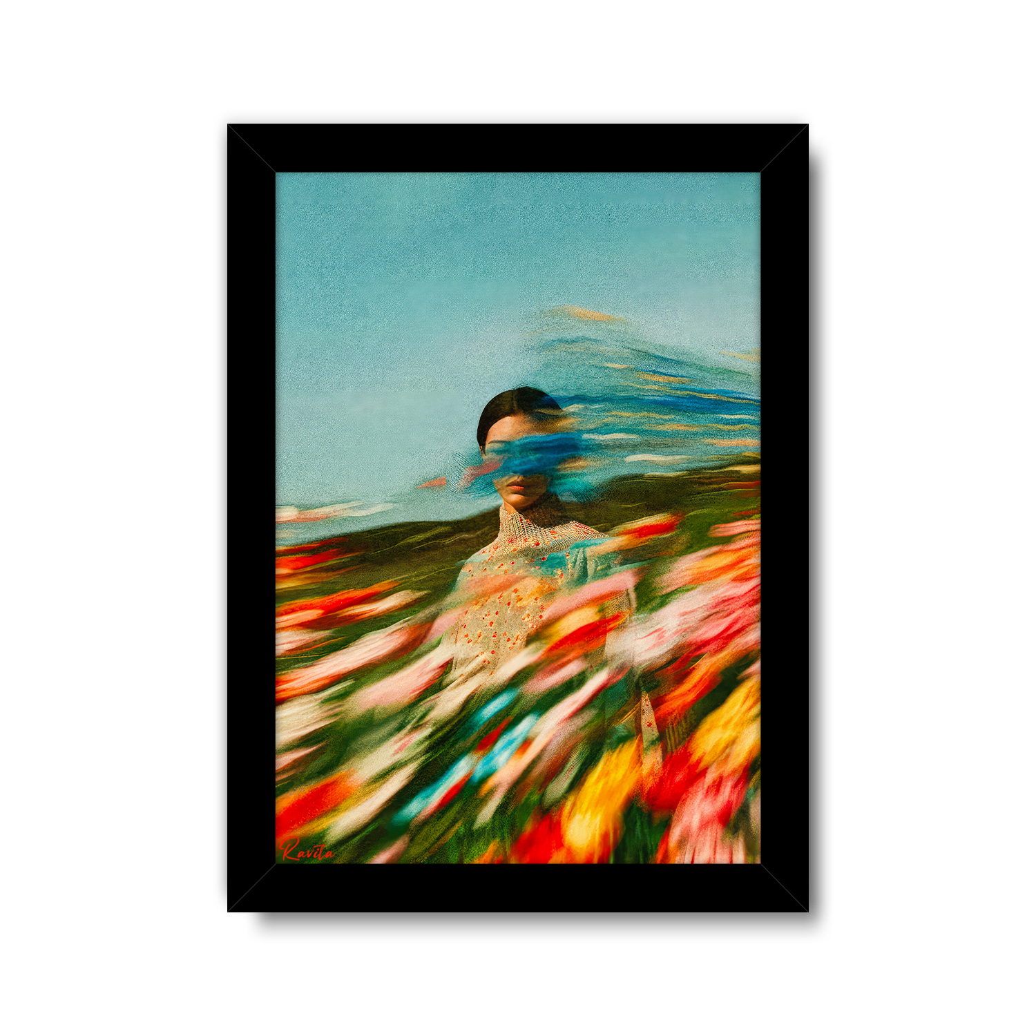 تابلو تکی راویتا طرح دختر در میان گلهای رنگی - Girl Among Colorful Flowers کد 3969 تابلو تکی راویتا طرح دختر در میان گلهای رنگی - Girl Among Colorful Flowers کد 3969
