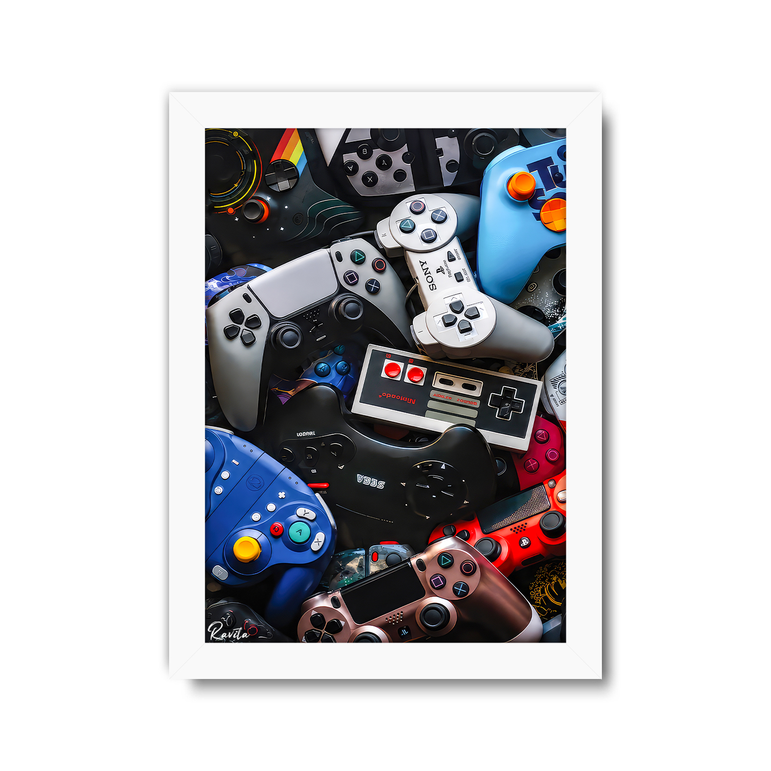 تابلو تکی راویتا طرح دستههای بازی کنسول - Video Game Controllers کد 3908 تابلو تکی راویتا طرح دستههای بازی کنسول - Video Game Controllers کد 3908