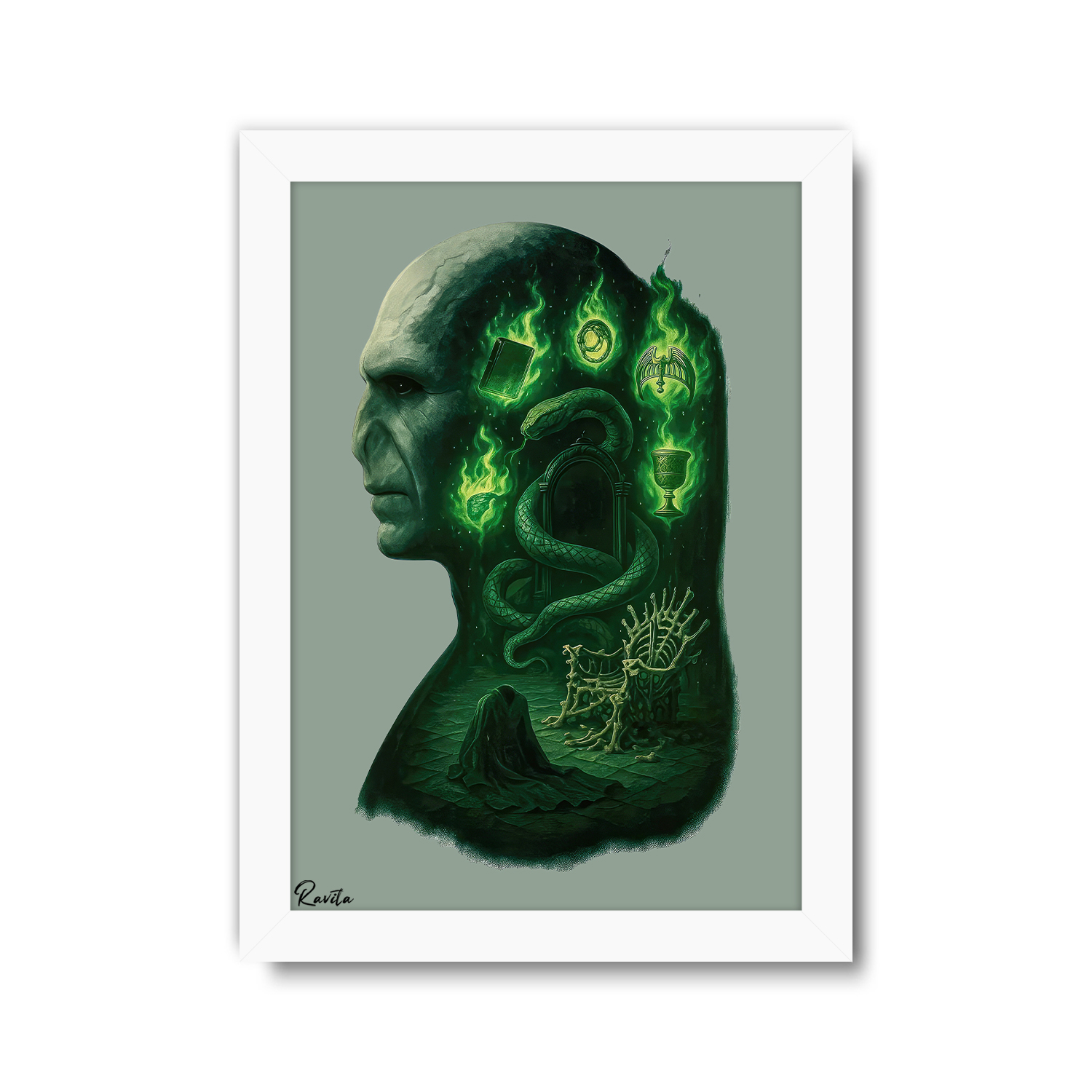 تابلو تکی راویتا طرح لردولدمورت و هفت هورکراکس - Lord Voldemort and the Seven Horcruxes کد 3852 تابلو تکی راویتا طرح لردولدمورت و هفت هورکراکس - Lord Voldemort and the Seven Horcruxes کد 3852