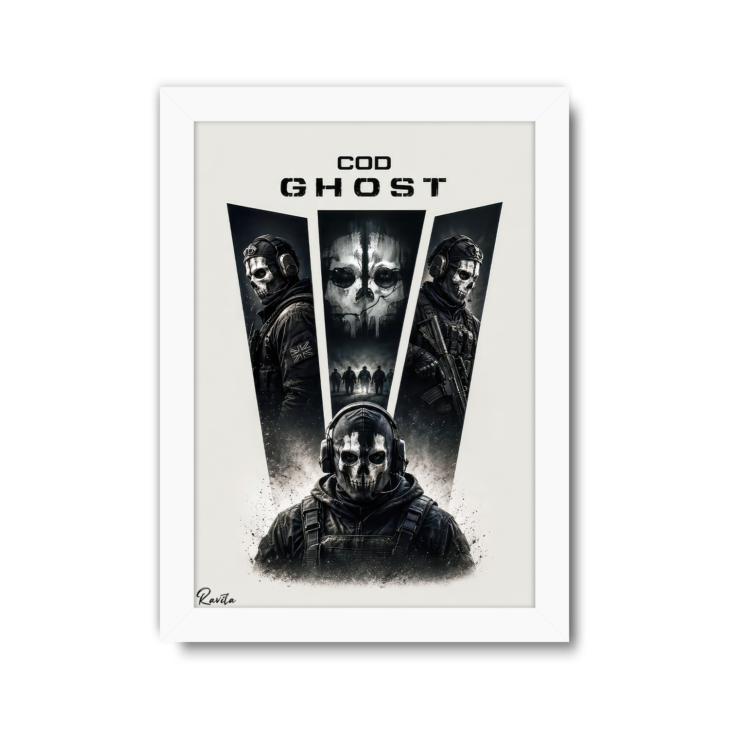 تابلو تکی راویتا طرح گوست کال اف دیوتی - Ghost Call of Duty کد 3924 تابلو تکی راویتا طرح گوست کال اف دیوتی - Ghost Call of Duty کد 3924