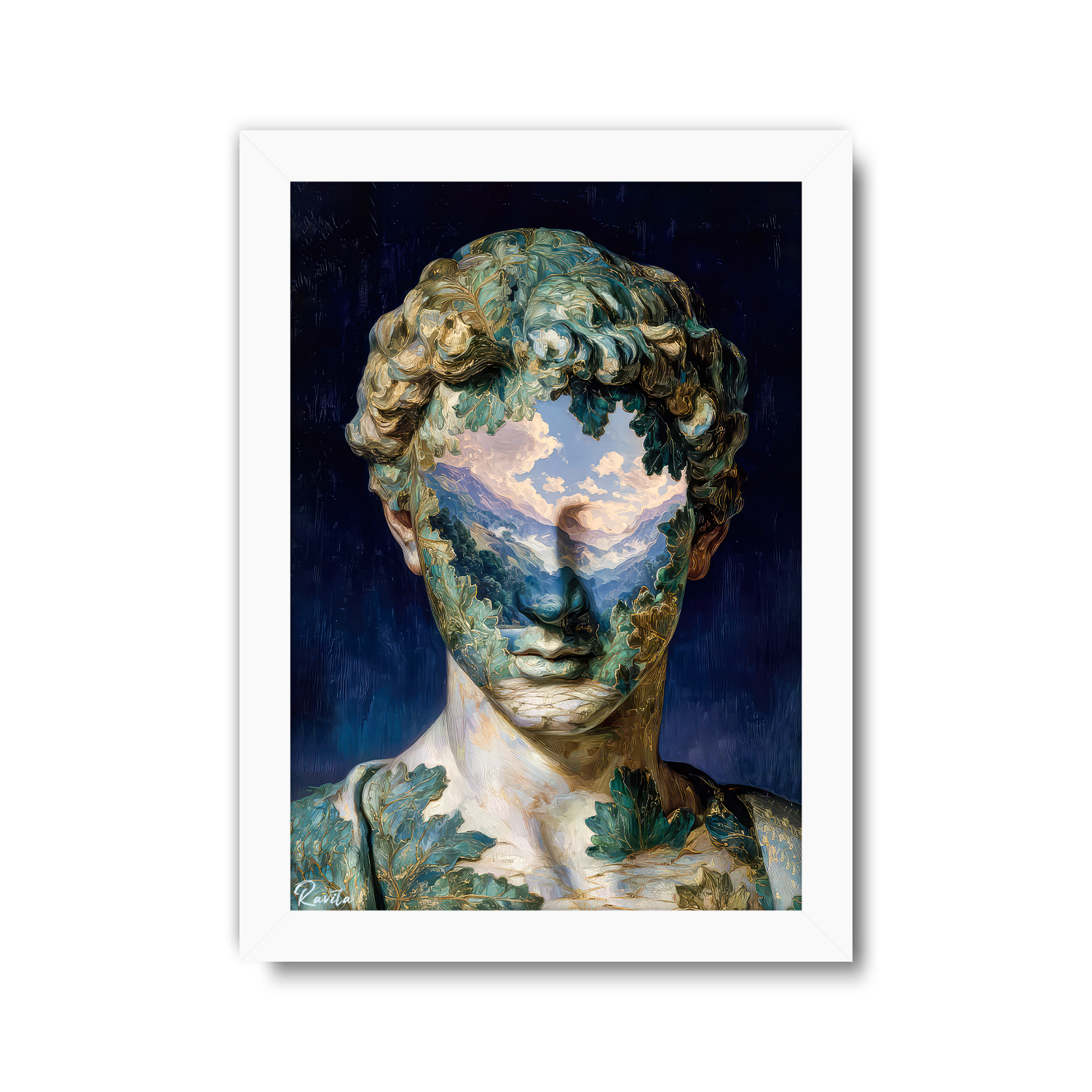 تابلو تکی راویتا طرح چهره کلاسیک با منظره کوهستان - Classical Portrait with Mountain Landscape کد 3946 تابلو تکی راویتا طرح چهره کلاسیک با منظره کوهستان - Classical Portrait with Mountain Landscape کد 3946