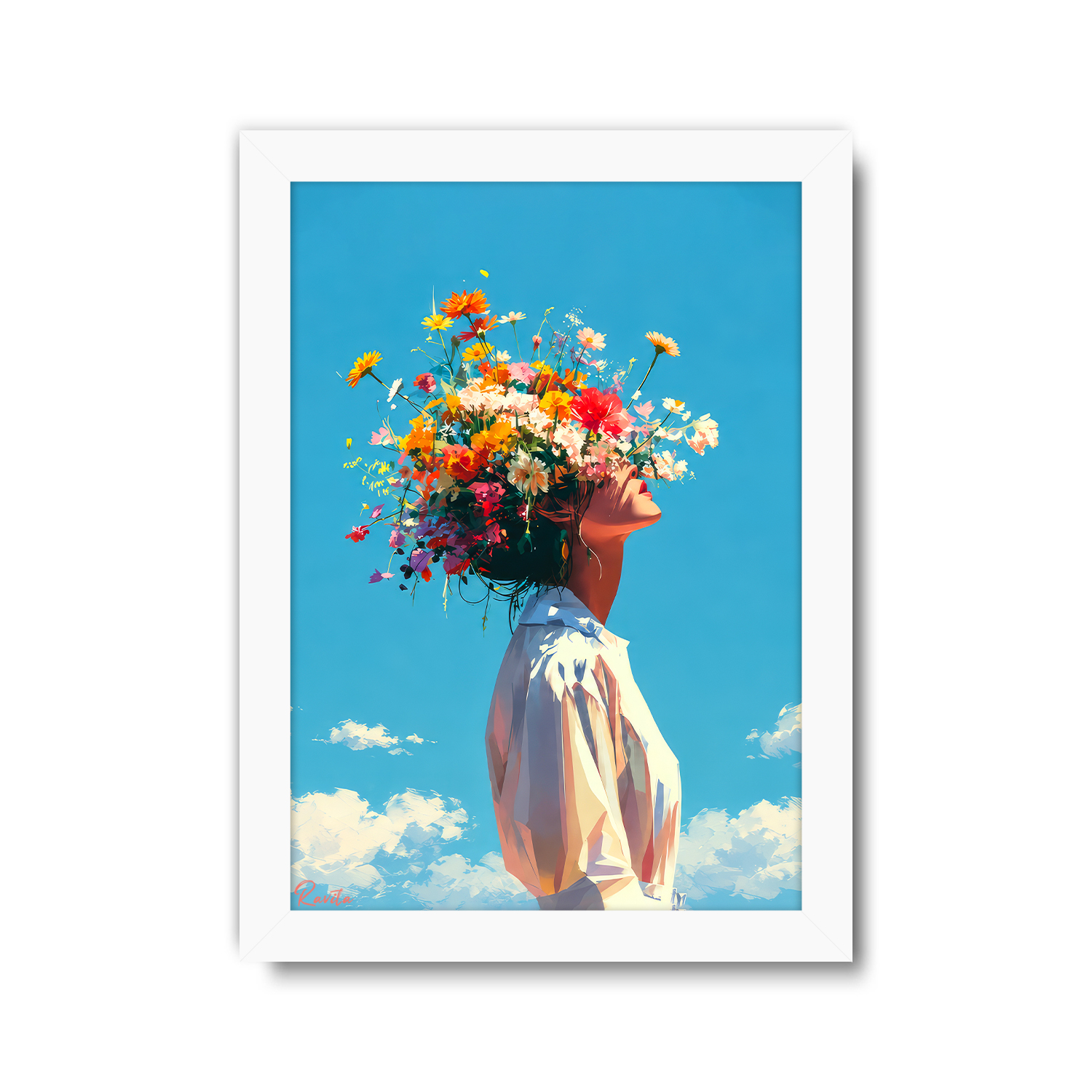 تابلو تکی راویتا طرح دختر با تاج گلهای رنگارنگ - Girl with a Colorful Flower Crown کد 3947 تابلو تکی راویتا طرح دختر با تاج گلهای رنگارنگ - Girl with a Colorful Flower Crown کد 3947