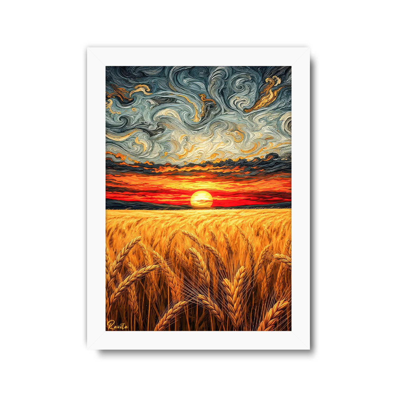 تابلو تکی راویتا طرح غروب طلایی در گندمزار- Golden Sunset Over the Wheat Field کد 3949 تابلو تکی راویتا طرح غروب طلایی در گندمزار- Golden Sunset Over the Wheat Field کد 3949
