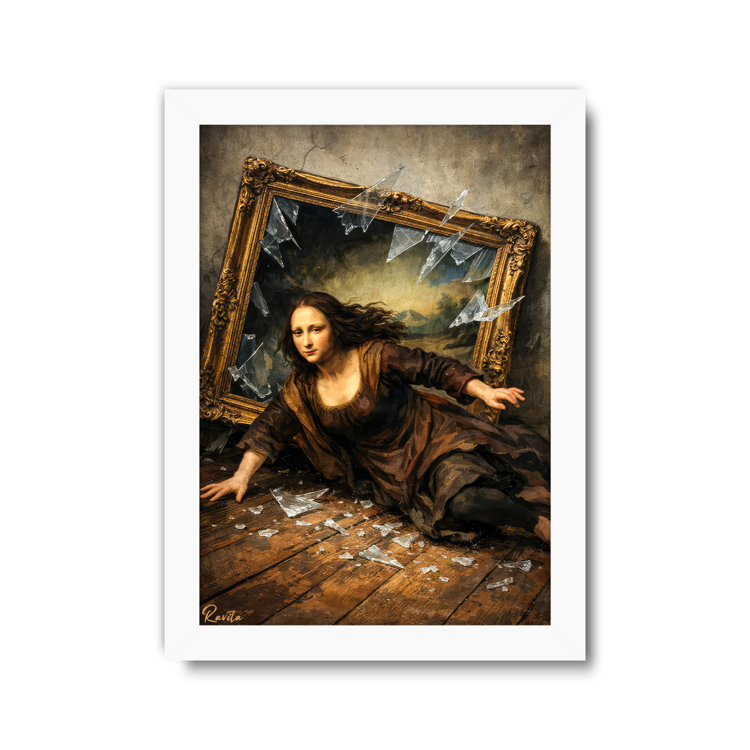 تابلو تکی راویتا طرح مونالیزا در قاب شکسته - Mona Lisa in a Broken Frame کد 3956 تابلو تکی راویتا طرح مونالیزا در قاب شکسته - Mona Lisa in a Broken Frame کد 3956